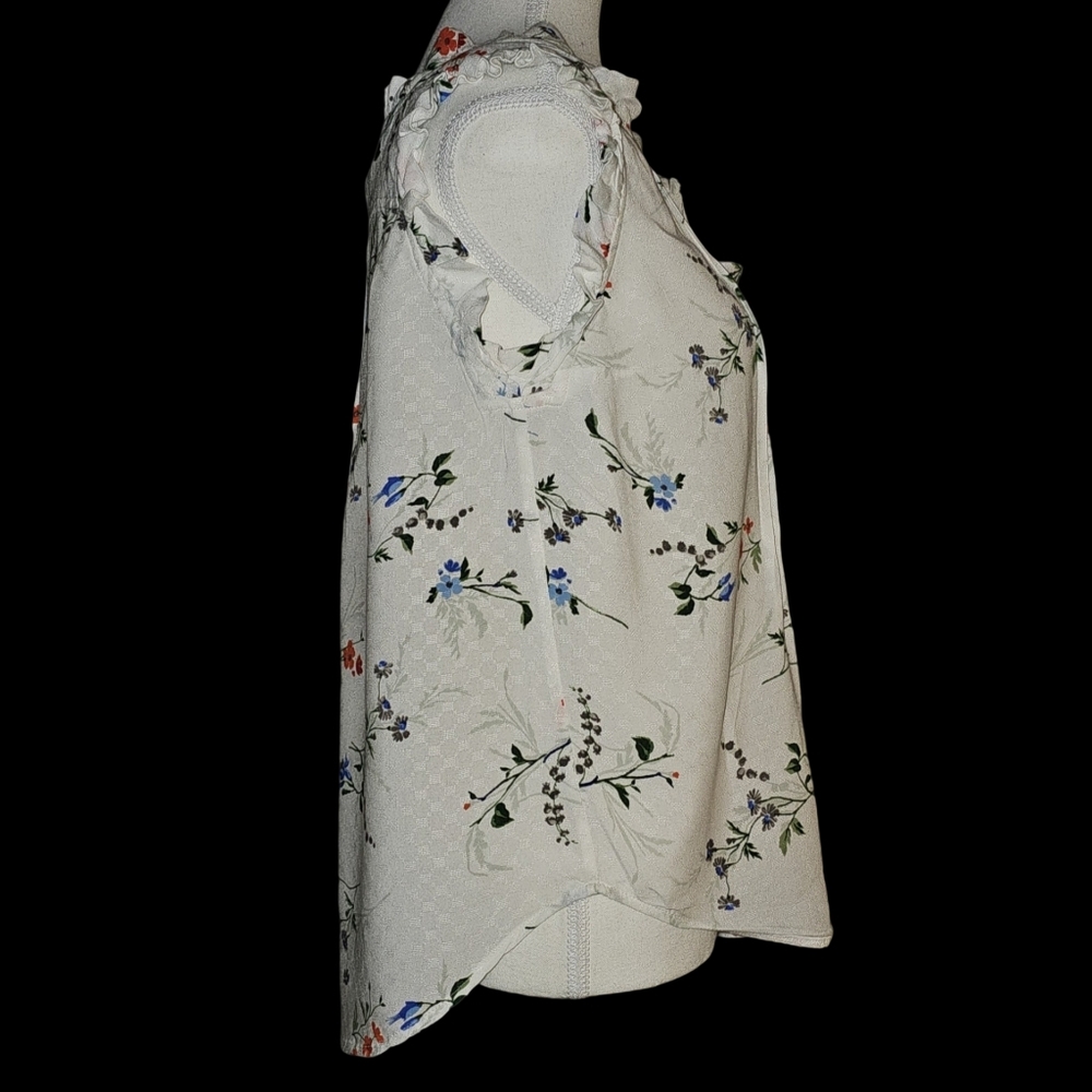 Maeve Anthropologie Floral Ruffle Blouse Boho Cottagecore Button Front Top Sz 4 - Picture 4 of 13